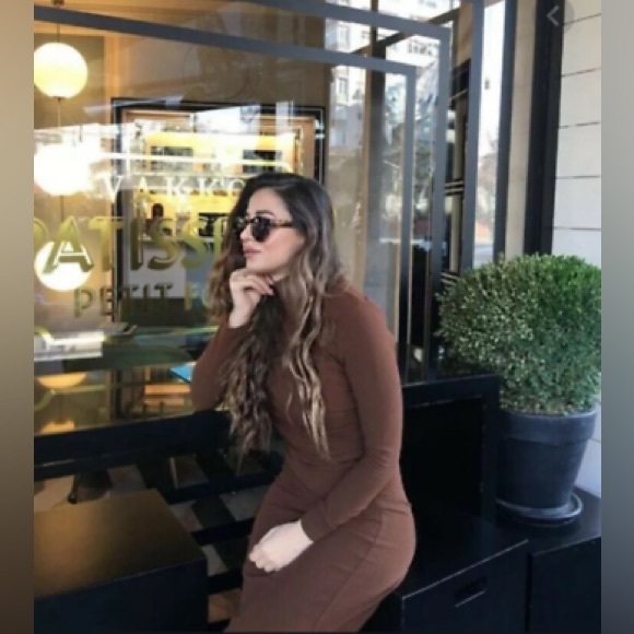 Zara draped knit long sleeve midi dress - Picture 2 of 12